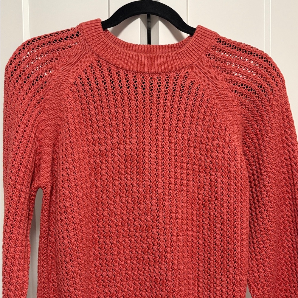 EUC [Varley] Ribbed Long-Sleeved Coral Pink Knit Crewneck Sweater Women’s Small - Picture 6 of 12